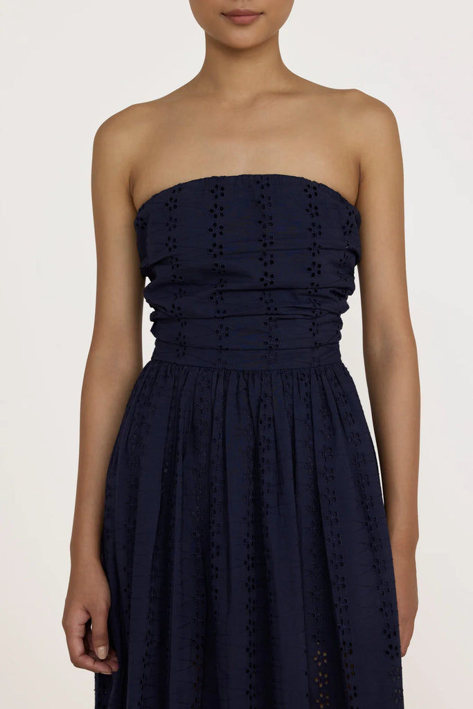 Strapless Tie Back Dress - Navy Lace