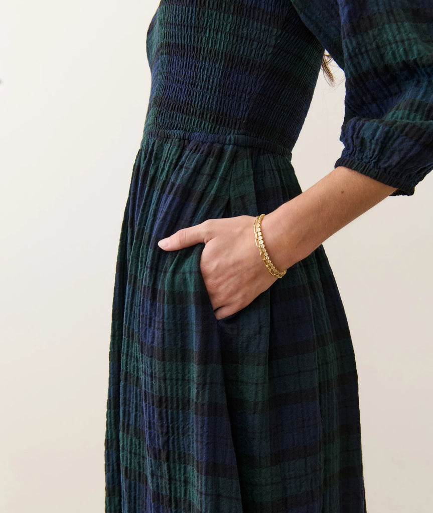 Mari Smocked Dress - Evergreen Plaid