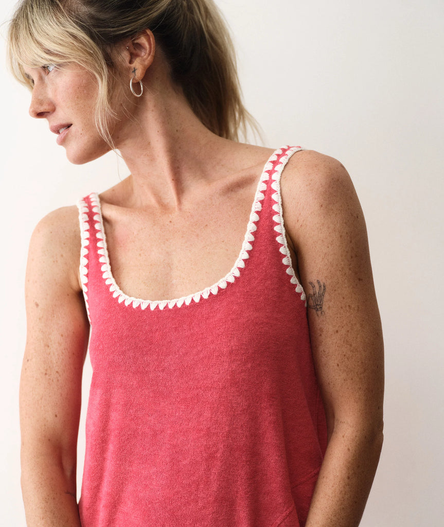 terry beach dress Beach Terry Grommet Detail Halter Maxi Dress Tomato Red