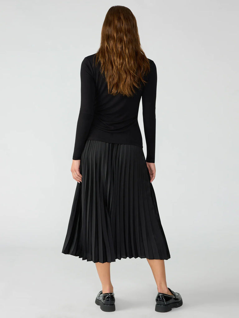 Black Pleated Satin Skirt