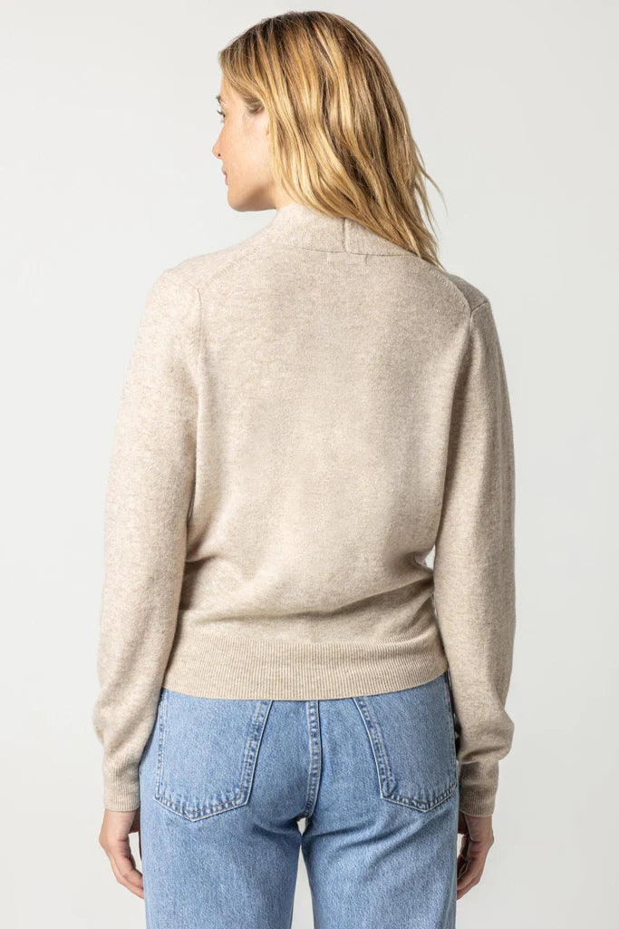 Long Sleeve Wrap Front Sweater - Husk