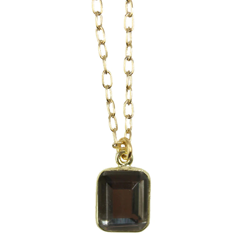 Cleo Square Pendant Necklace - Dark Blue Pyrite