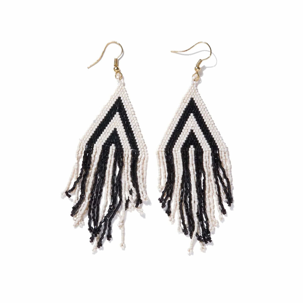 Haley Stacked Triangle Earrings - Black & White