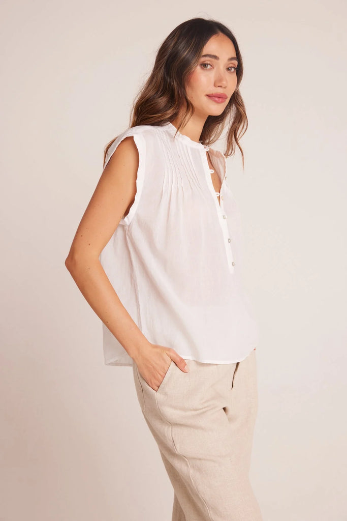 Short Sleeve Pintuck Pullover - White
