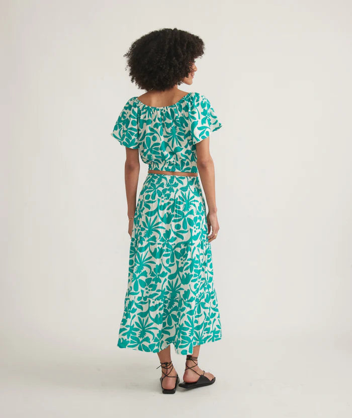 Corinne Double Cloth Maxi Skirt Spruce Flora