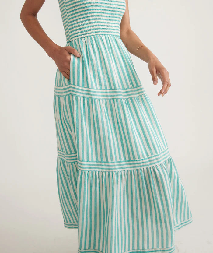 Selene Maxi Dress Deep Aqua Stripe