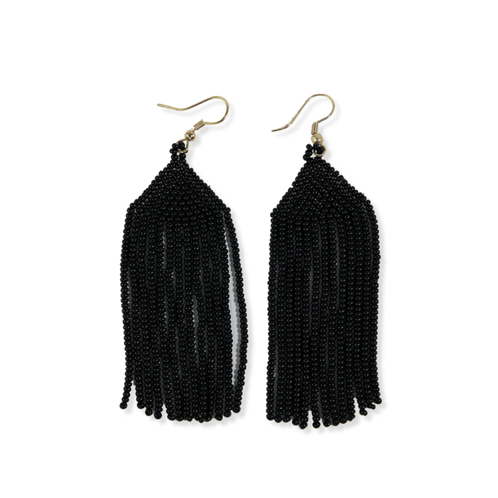 Michele Solid Beaded Fringe Earrings