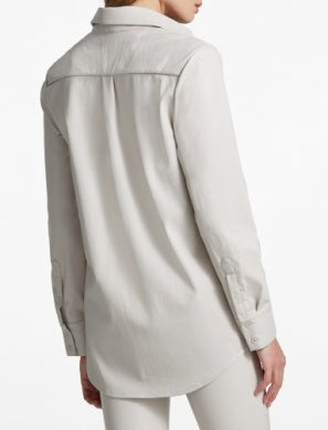 Faux Leather Oversized Button Down