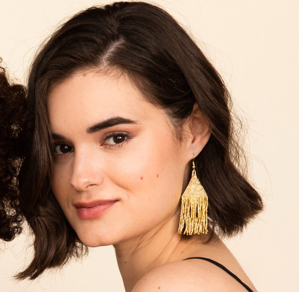 Lexie Solid Beaded Fringe Earrings