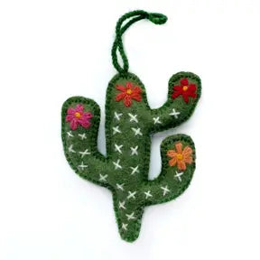 Cactus Embroidered Wool Ornament