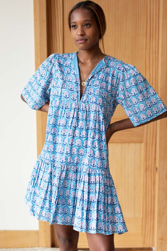 Isla Dress - Friday Flowers Blue + Pink