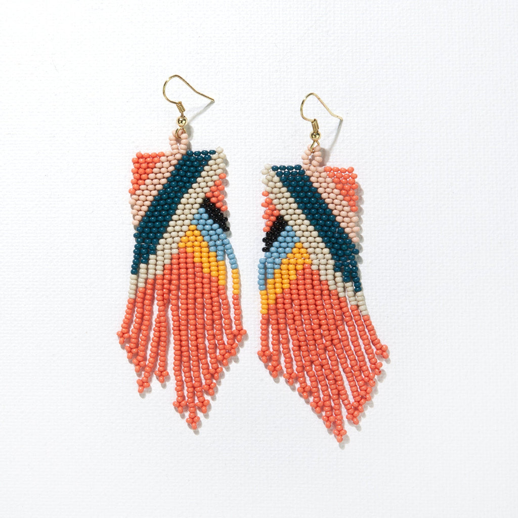 Coral Peacock Angle Earrings