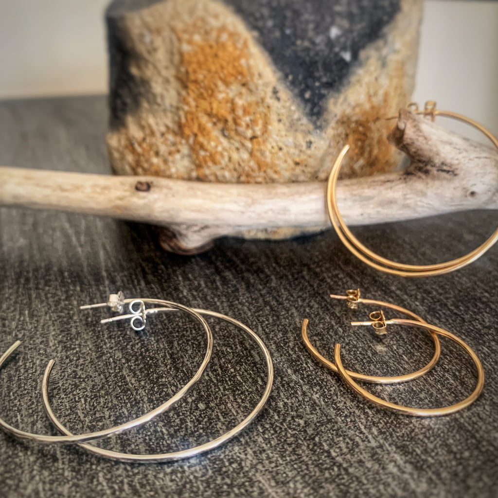 Hammered Small Dainty Hoops