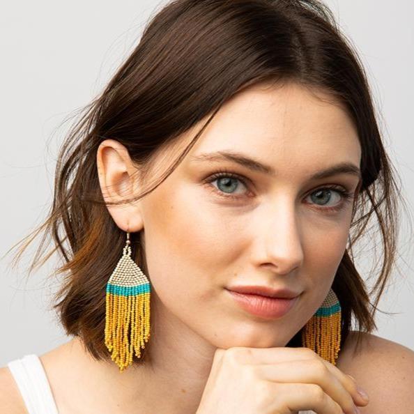 Erin Color Block Fringe Earrings